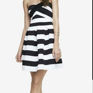 Black and white striped Express dress